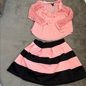 Fashion Nova Pink Lace Sleeve Blouse